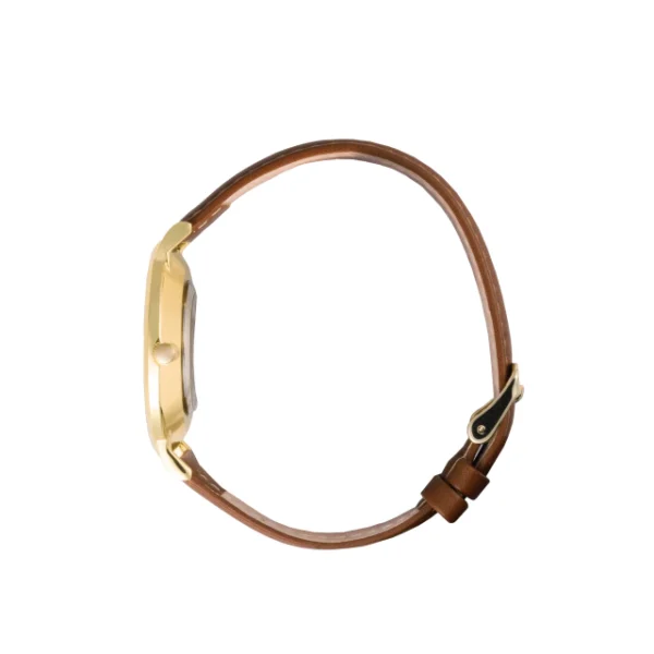 RELOGIO MASCULINO BRONX BLACK GOLD PULSEIRA DE COURO MARROM CAIXA DOURADA FUNDO PRETO - Image 3