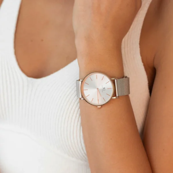 RELOGIO PULSEIRA PRATA HARLEM FULL ROSE GOLD 40MM