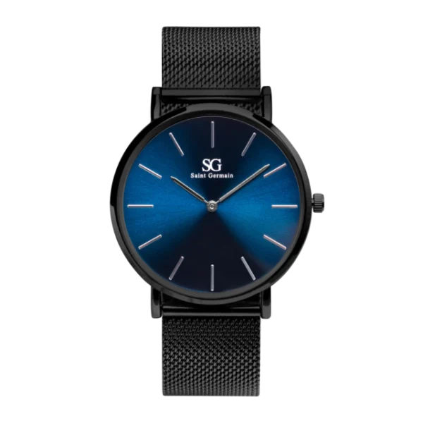 RELOGIO MINIMALISTA PULSEIRA PRETA HOUSTON FULL BLUE 40MM