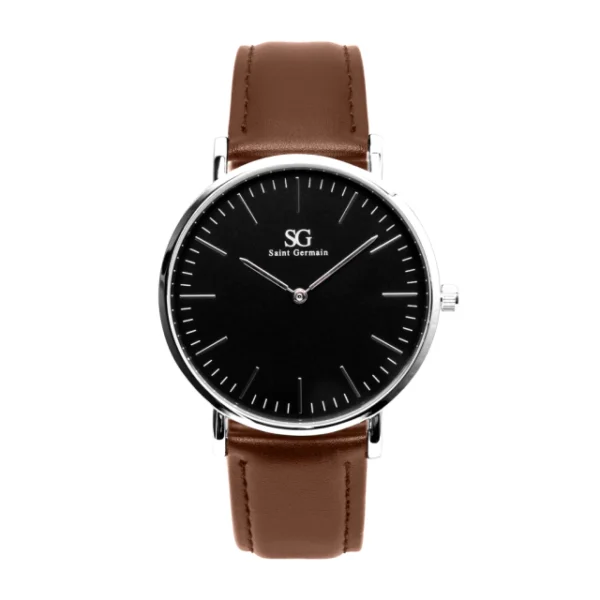 RELOGIO MASCULINO MARROM PULSEIRA DE COURO BRONX BLACX SILVER 40MM