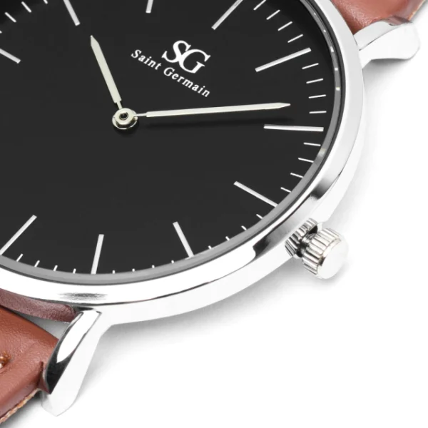 RELOGIO MASCULINO MARROM PULSEIRA DE COURO BRONX BLACX SILVER 40MM - Image 4