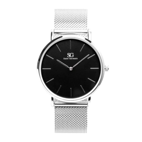 RELOGIO PRATA MINIMALISTA PULSEIRA PRATA HARLEM BLACK SILVER 40MM