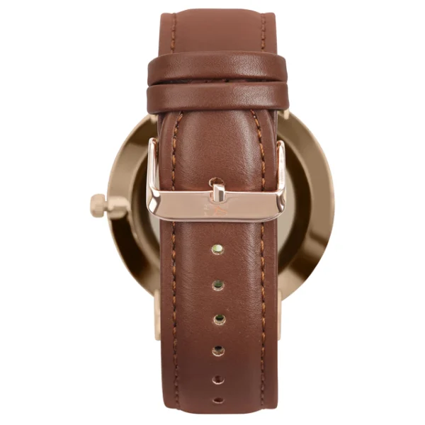 RELOGIO MINIMALISTA MARROM PULSEIRA DE COURO BRONX BLACK ROSE GOLD 40MM - Image 4