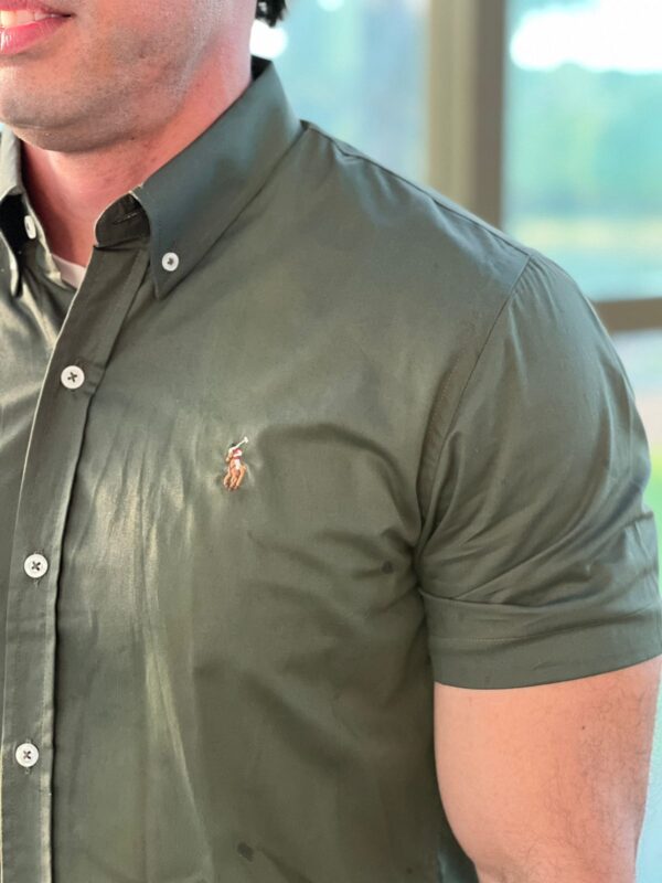 CAMISA SOCIAL RALPH LAUREN VERDE OXFORD M.CURTA - Image 2