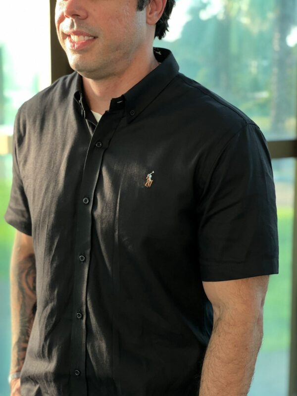 CAMISA SOCIAL RALPH LAUREN PRETA OXFORD M.CURTA - Image 2